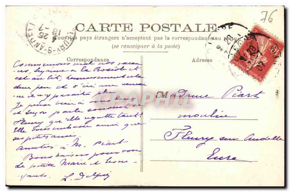 CPA Environs de Dieppe Ancourt Bords de la Riviere  — Rückseite