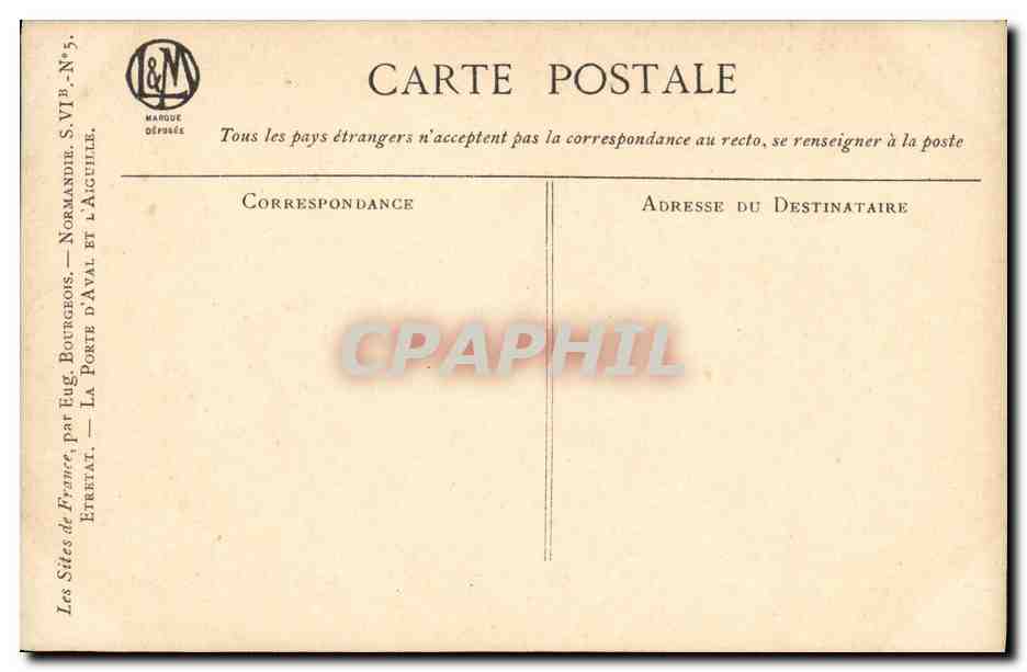 CPA Etretat La Porte d Aval et L Aiguille — Rückseite
