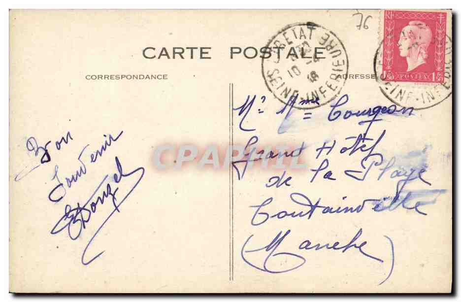 CPA Etretat La Plage et Falaise d Amont — Rückseite