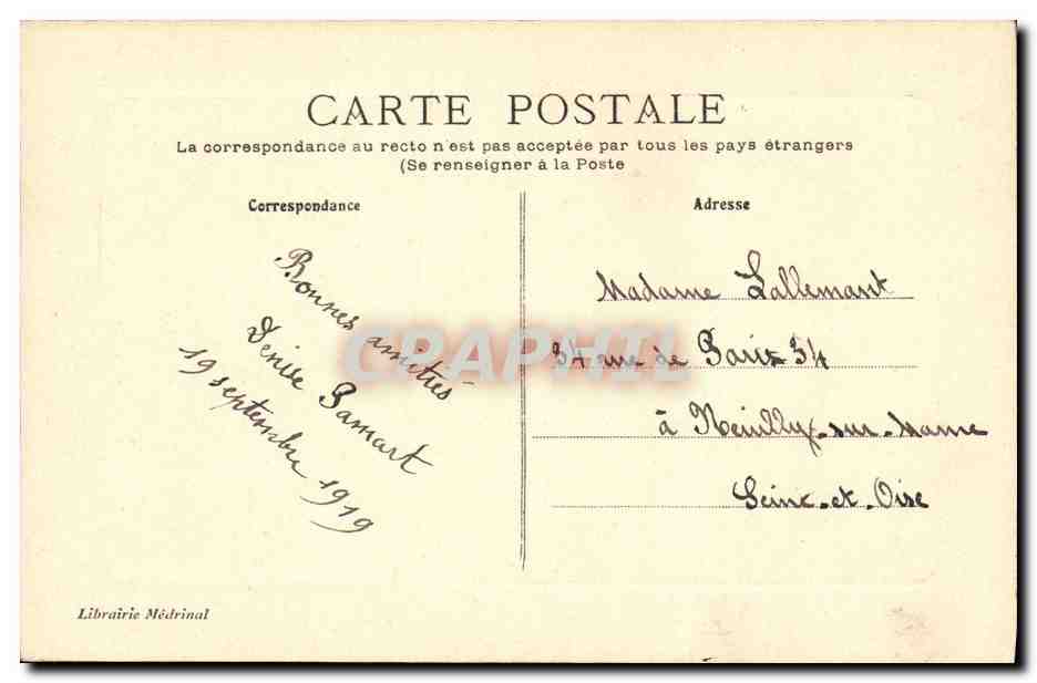 CPA Etretat Porte d Aval — Rückseite