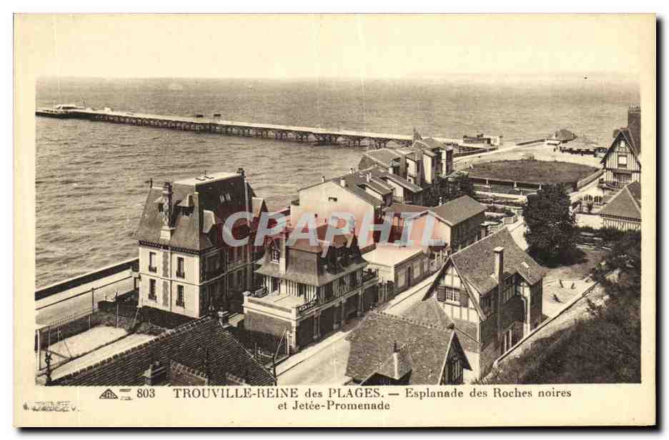 CPA Trouville Reine des Plages Esplanade des Roches noirs et Jetee Promenade 