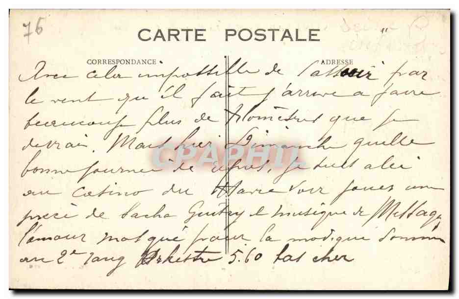 CPA Sainte Adresse La Falaise et l Hotellerie  — Rückseite