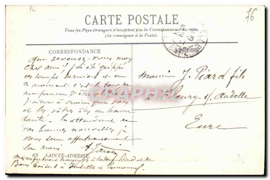 CPA Sainte Adresse Les Phares de la Heve  — Rückseite