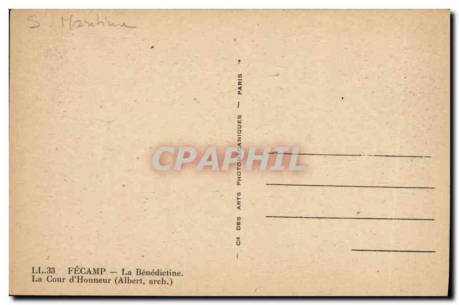 CPA Fecamp La Benedictine La Cour d Honneur  — Rückseite