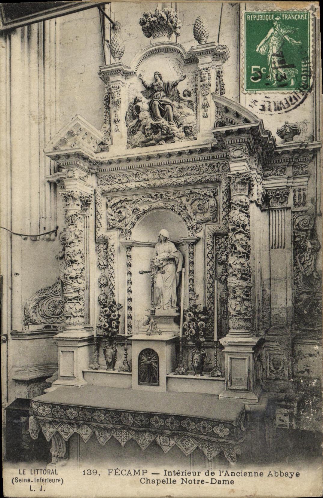 CPA Fecamp Interieur de l Ancienne Abbaye Chapelle Notre Dame 