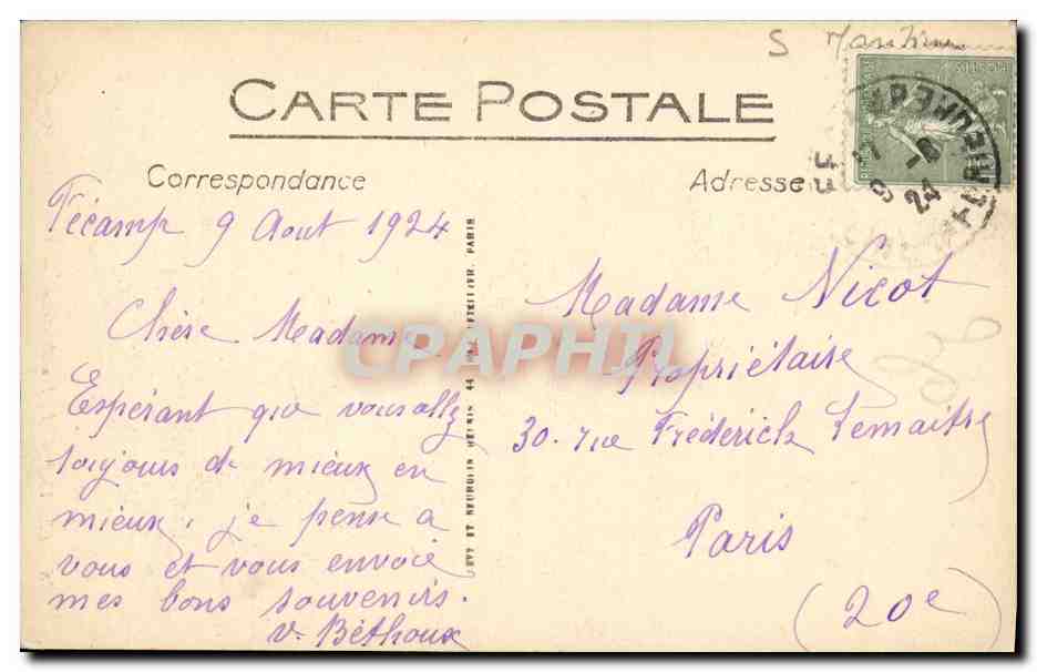 CPA Fecamp La Benedictine La Cour d honneur  — Rückseite