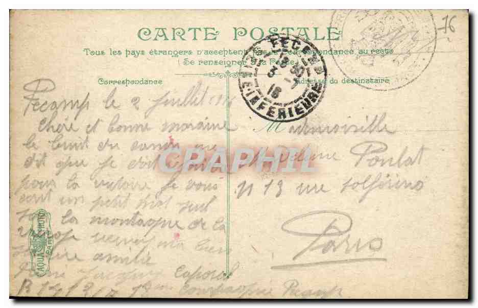 CPA Fecamp Vue Prise de St Etienne  — Rückseite