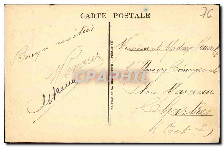 CPA La Benedictine Fecamp Vue Generale prise du Square — Rückseite