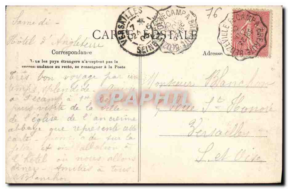 CPA Fecamp Interieur de l ancienne Abbaye Le Choeur  — Rückseite