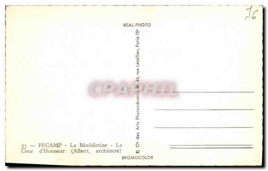 CPA Fecamp La Benedictine La Cour d Honneur  — Rückseite