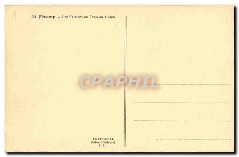 CPA Fecamp Les Falaises au Trou au Chien — Rückseite