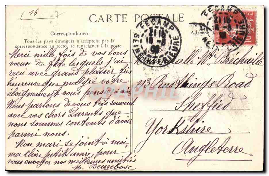 CPA Fecamp Vue prise du Calvaire  — Rückseite