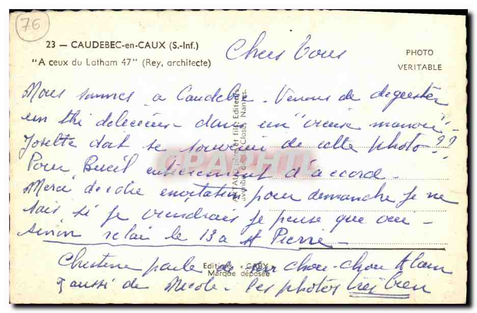 CPA Caudebec en Caux A Ceux du Latham 47 Aviation Avion  — Rückseite