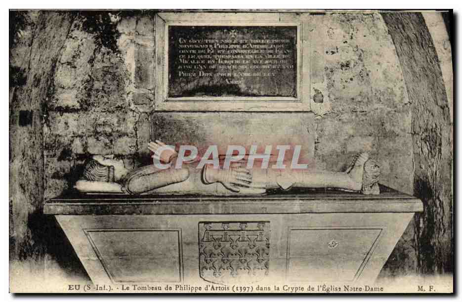 CPA Eu Le Tombeau de Philippe d Artois dans la crypte de l eglise Notre Dame