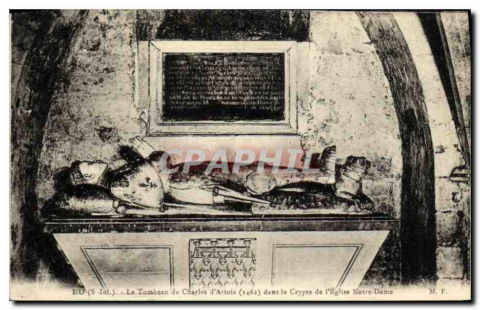 CPA Eu Le Tombeau de Charles d Artois dans la crypte de l eglise Notre Dame