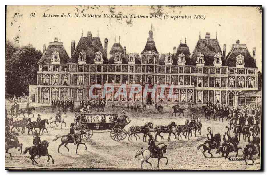 CPA Arrivee de S M la Reine Victoria au Chateau d Eu 