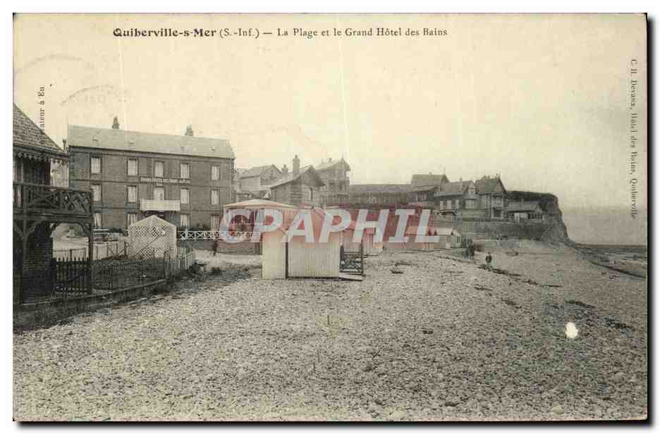 CPA Quiberville Sur Mer La Plage et la Grand Hotel Des Bains