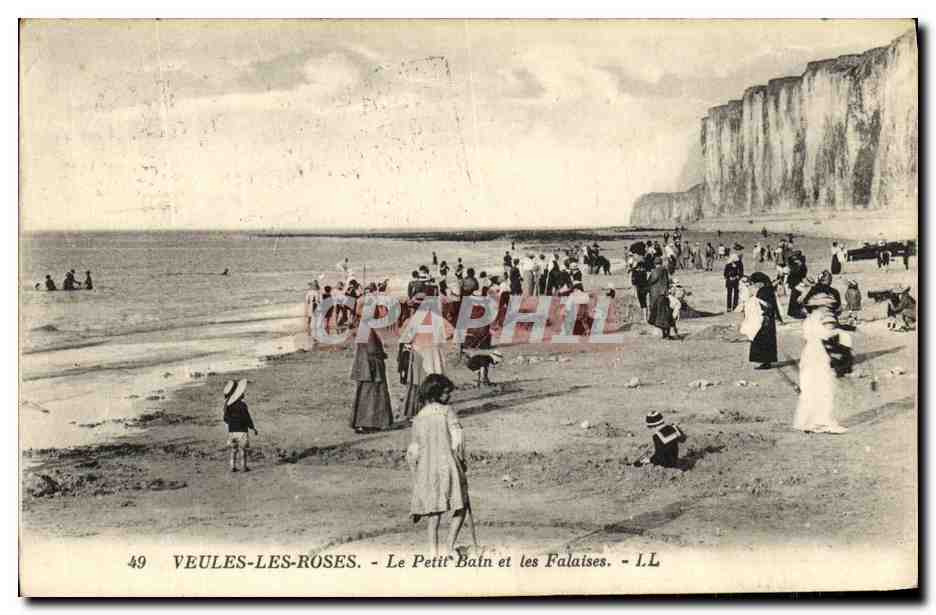CPA Veules Les Roses Le Petit Bain et les Falaises