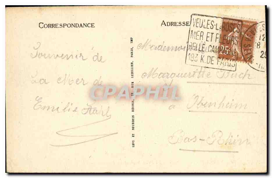 CPA Veules Les Roses Le Petit Bain et les Falaises — Rückseite