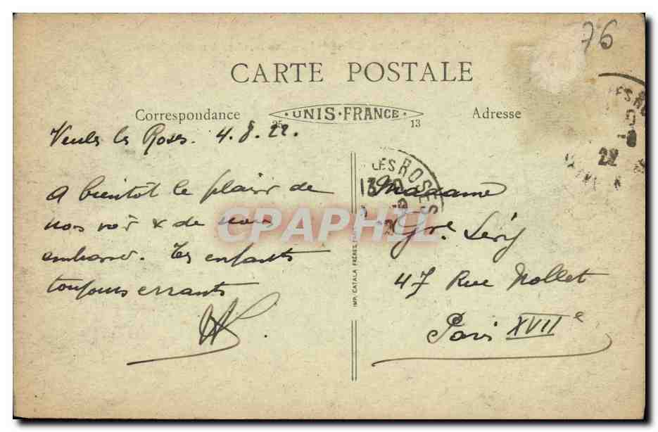 CPA Veules Les Roses Les Roches a Maree Basse — Rückseite