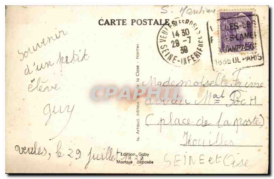 CPA Veules Les Roses La Plage et la Falaise — Rückseite