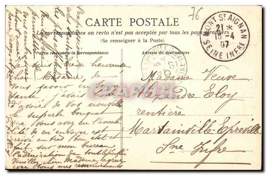 CPA Mont Saint Aignan Pres Rouen Le Chateau — Rückseite