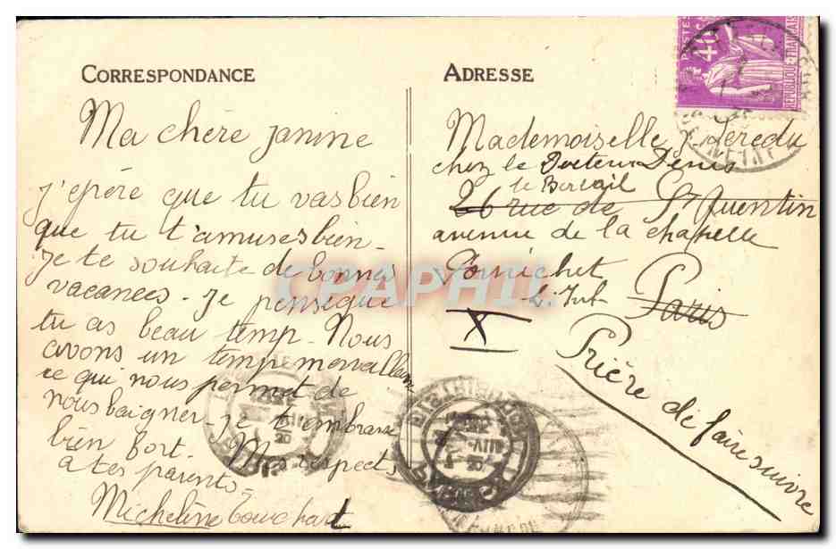 CPA Saint Pierre en port Un coin de falaise — Rückseite