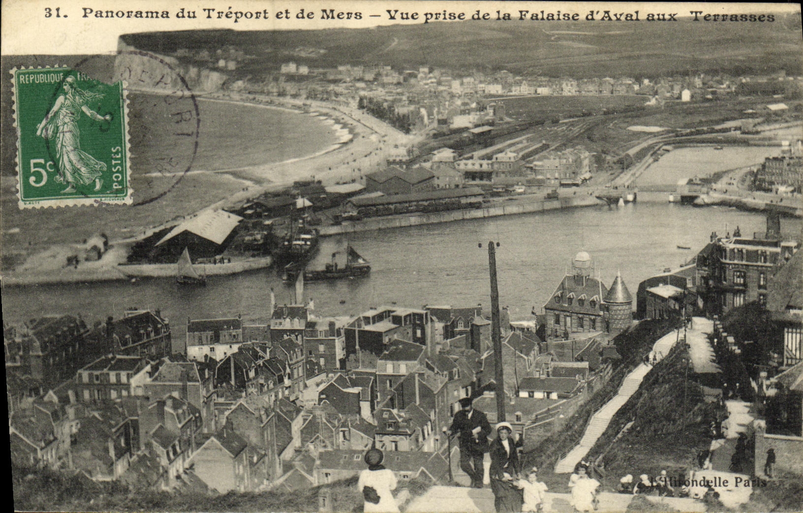 CPA Le Treport Panorama du et de Mers Vue Prise de la Falaise d aval aux terrasses