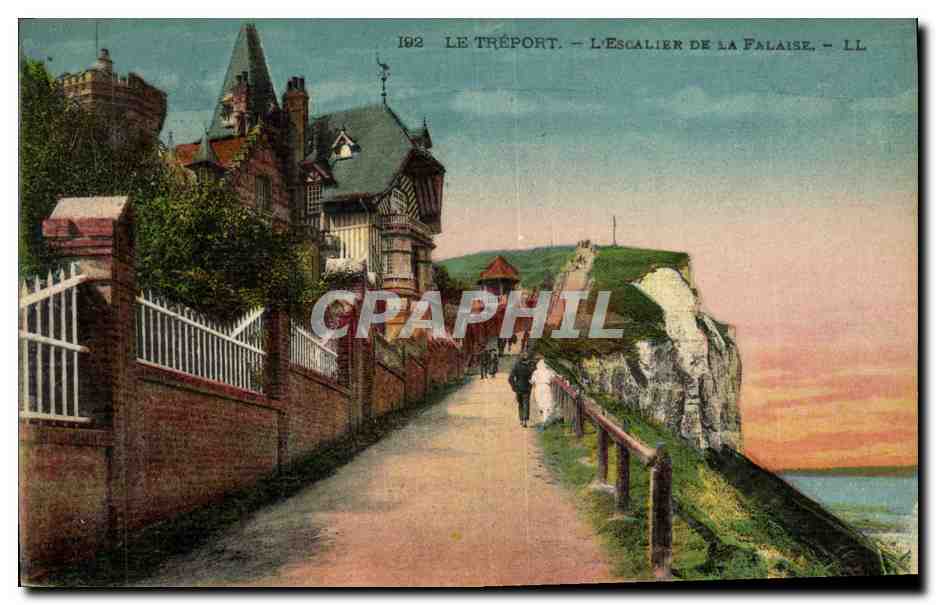 CPA Le Treport L Escalier De La Falaise