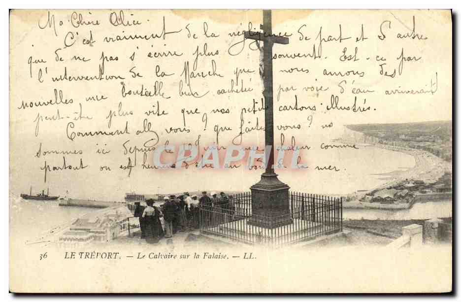 CPA Le Treport Le Calvaire sur la Falaise
