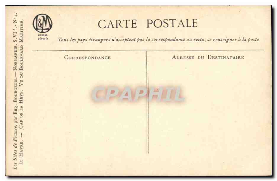 CPA Le Havre Cap de la Heve vu du boulevard maritime — Rückseite