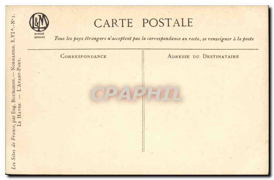 CPA Le Havre L avant port Bateau — Rückseite