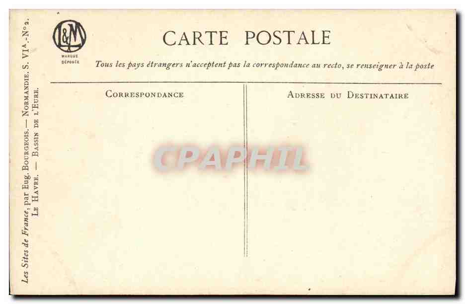 CPA Le Havre Bassin de l Eure Bateau — Rückseite