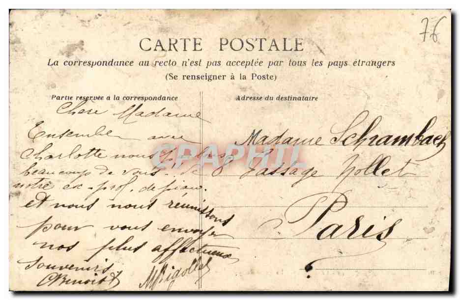 CPA Le Havre La Porte des Gadelles — Rückseite