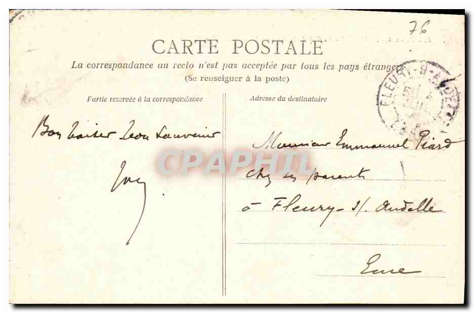 CPA Le Havre Le Cap de Heve un jour de tempete — Rückseite