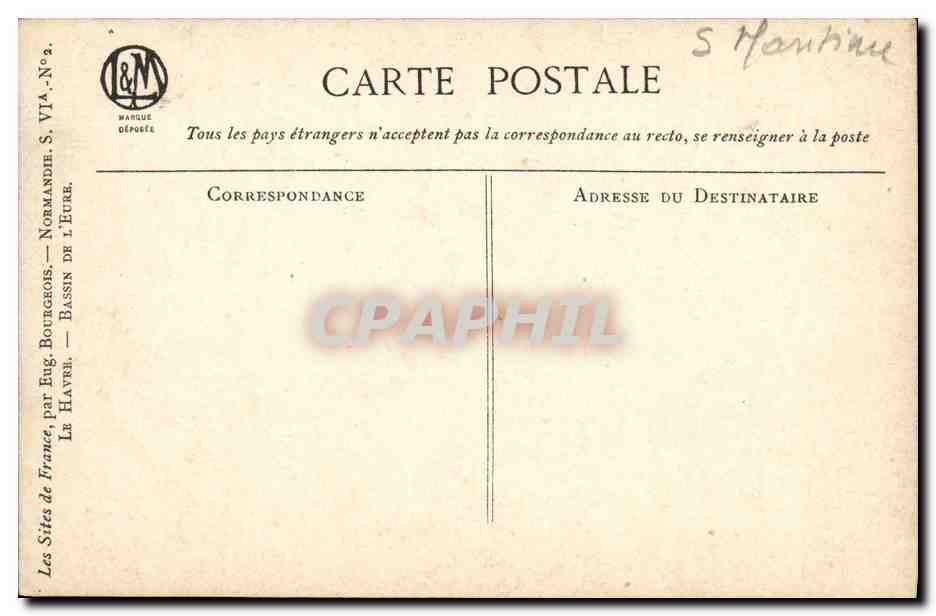 CPA Le Havre Bassin de l Eure Baetaux — Rückseite