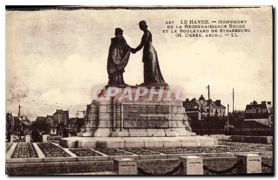 CPA Le Havre Monument De La Reconnaissance belge et le boulevard de Strasbourg 
