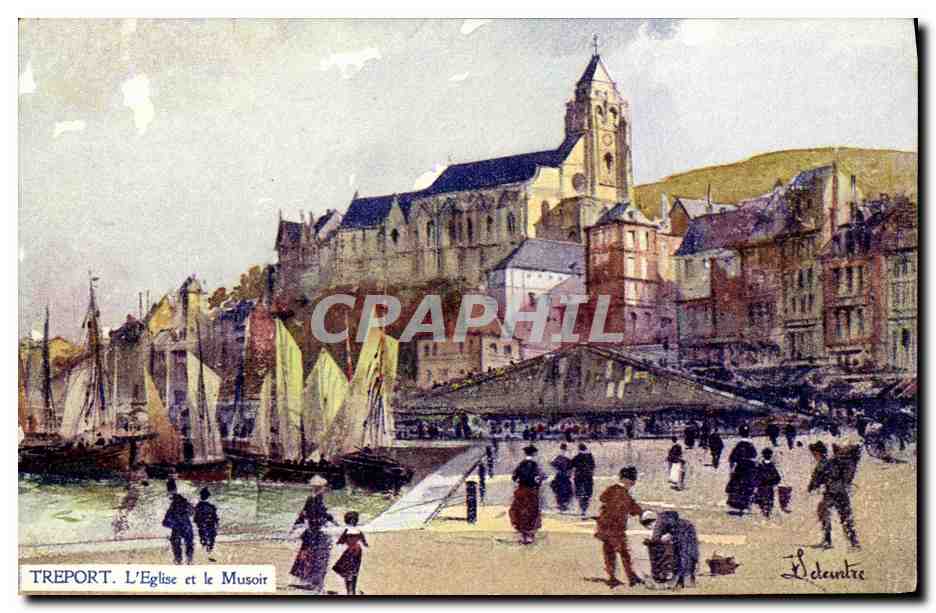 CPA Le Treport L Eglise et le Musoir
