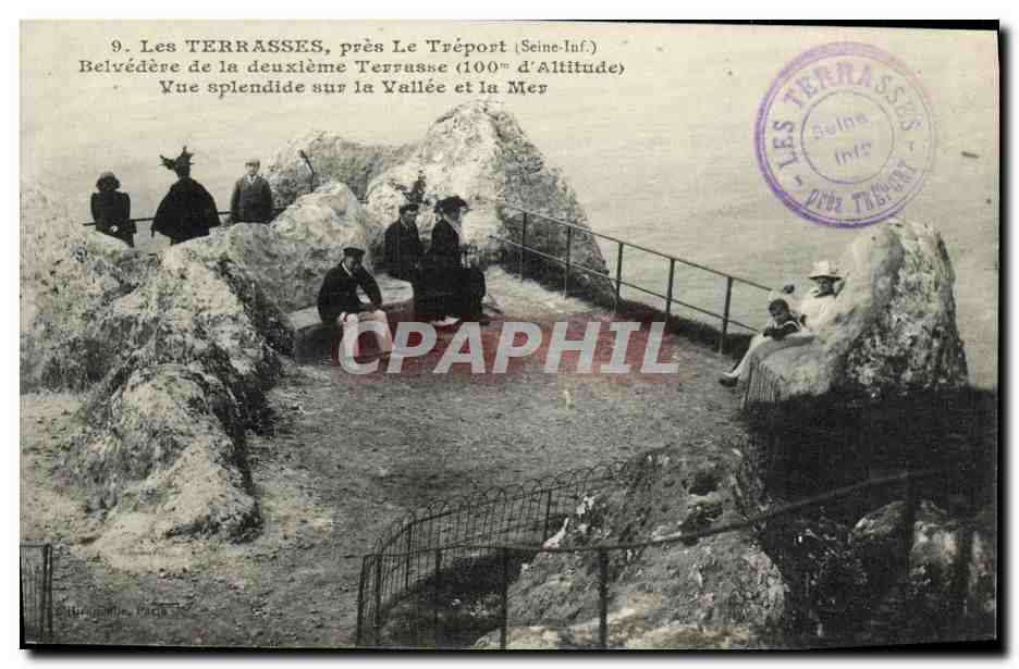 CPA Le Treport Belvedere de la deuxieme terrasse Vue splendide sur la vallee et la mer