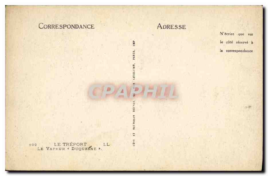 CPA Le Treport Le Vapeur Duquesne Bateau — Rückseite