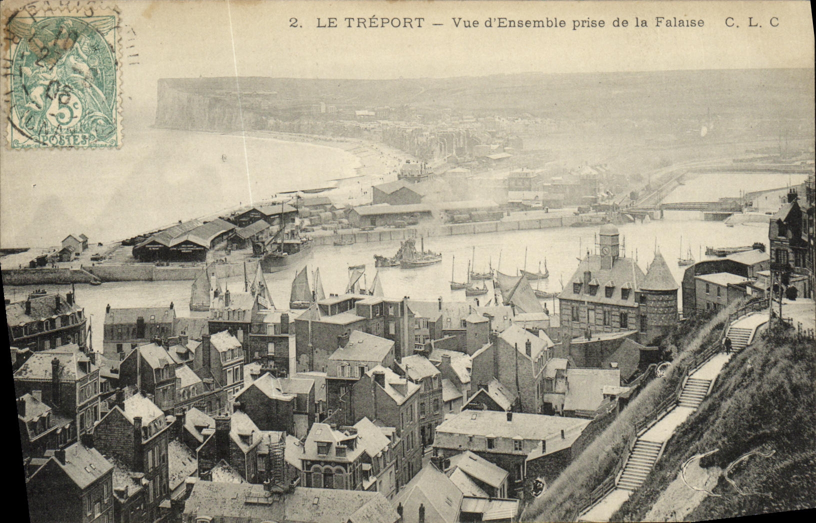 CPA Le Treport Vue D Ensemble Prise de la Falaise