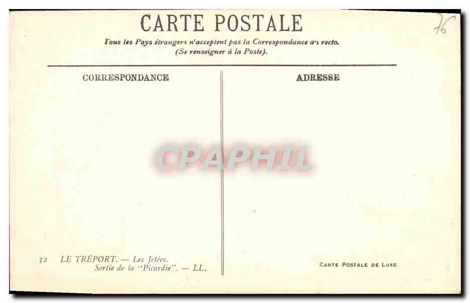 CPA Le Treport Les Jetees Sortie de la Picardie Bateau  — Rückseite