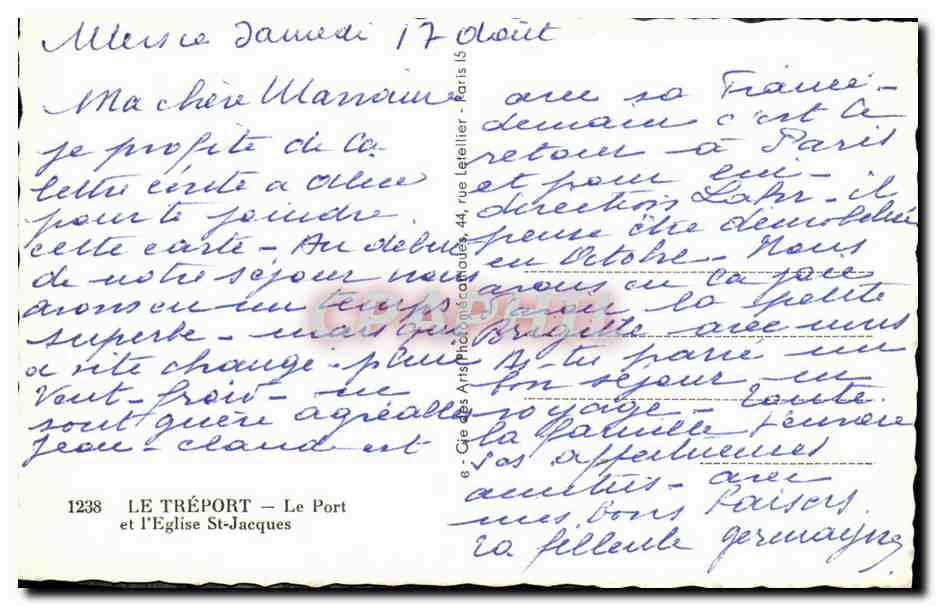 CPA Le Treport Le port et l eglise St Jacques — Rückseite