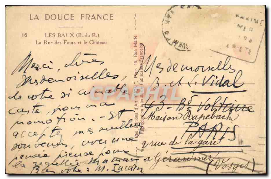 CPA Les Baux La Rue des Fours et le Chateau — Verso
