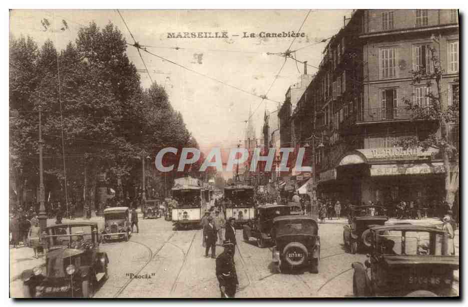 CPA Marseille La Canebiere Tramways