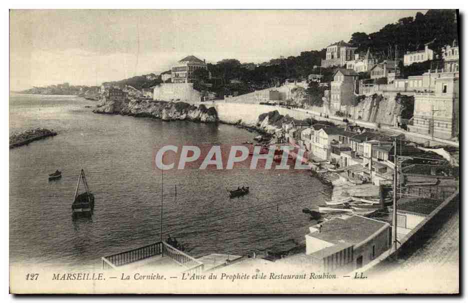 CPA Marseille La Corniche L Anse du Prophete et le restaurant Roubion 