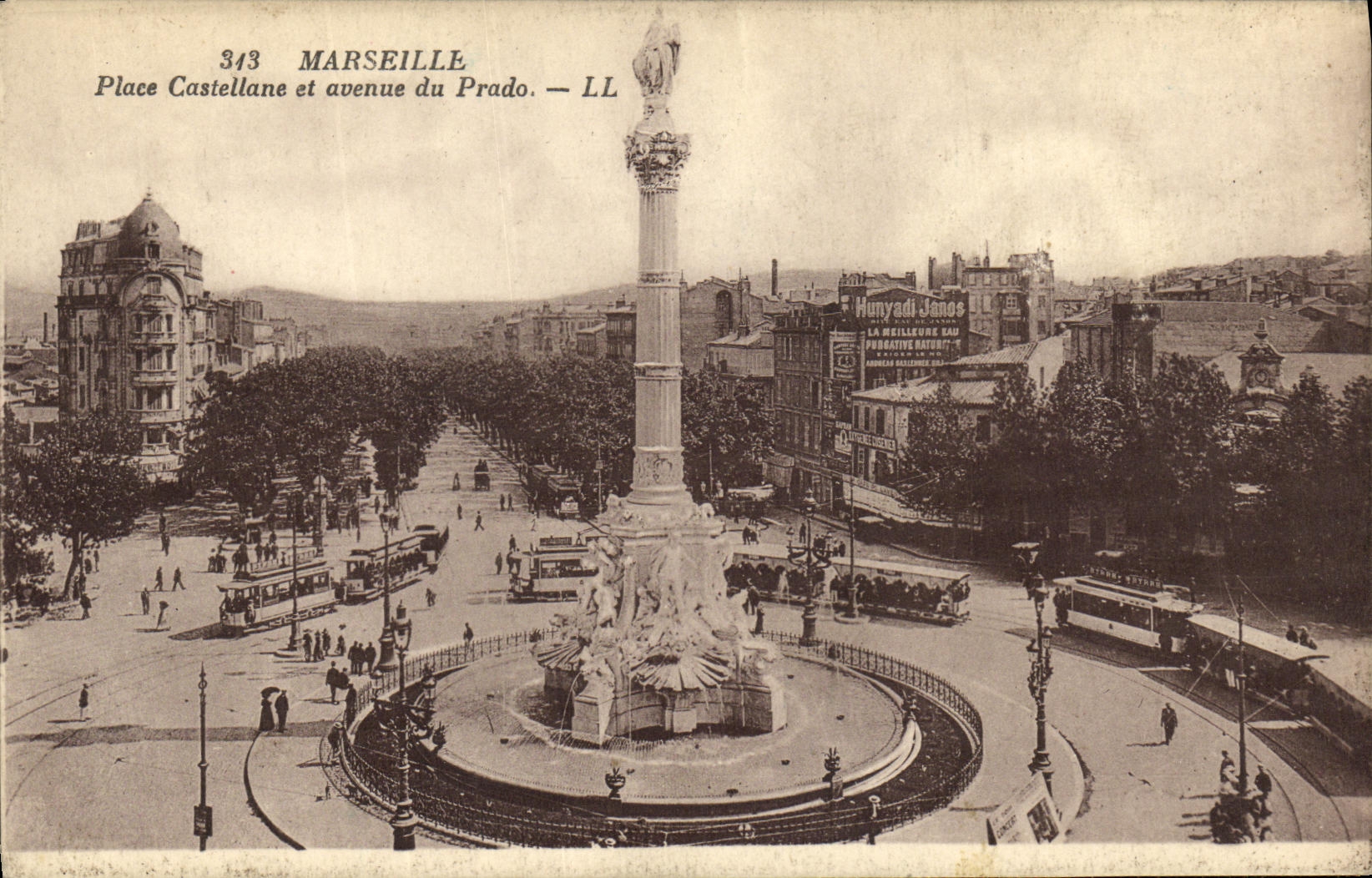 CPA Marseille Place Cartellane et avenue du Prado