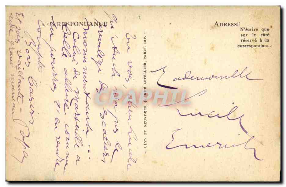 CPA Marseille Escatier de la Gare — Rückseite
