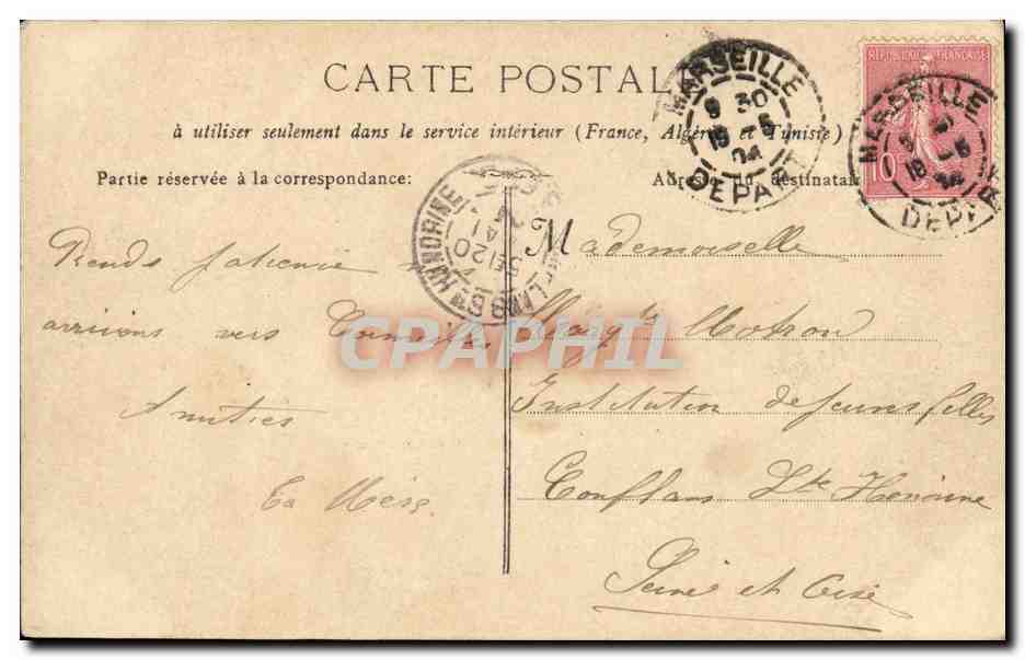 CPA Marseille Un Coin de la Pointe Rouge — Back