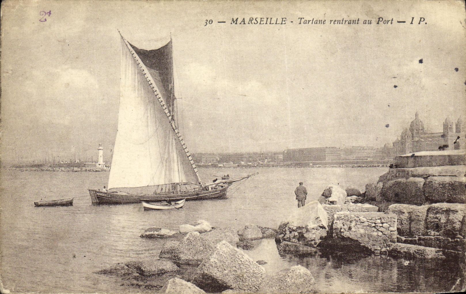 CPA Marseille Tartante Rentrant au Port Bateau